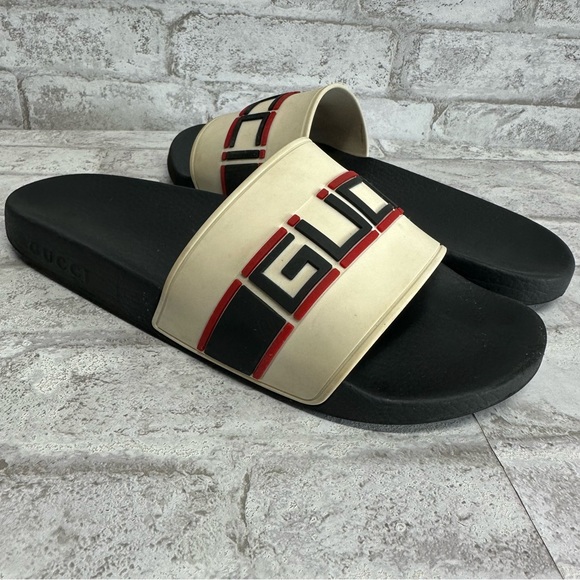 Gucci Shoes Gucci Slides Mens Sandals Sized 9 Black And Red And